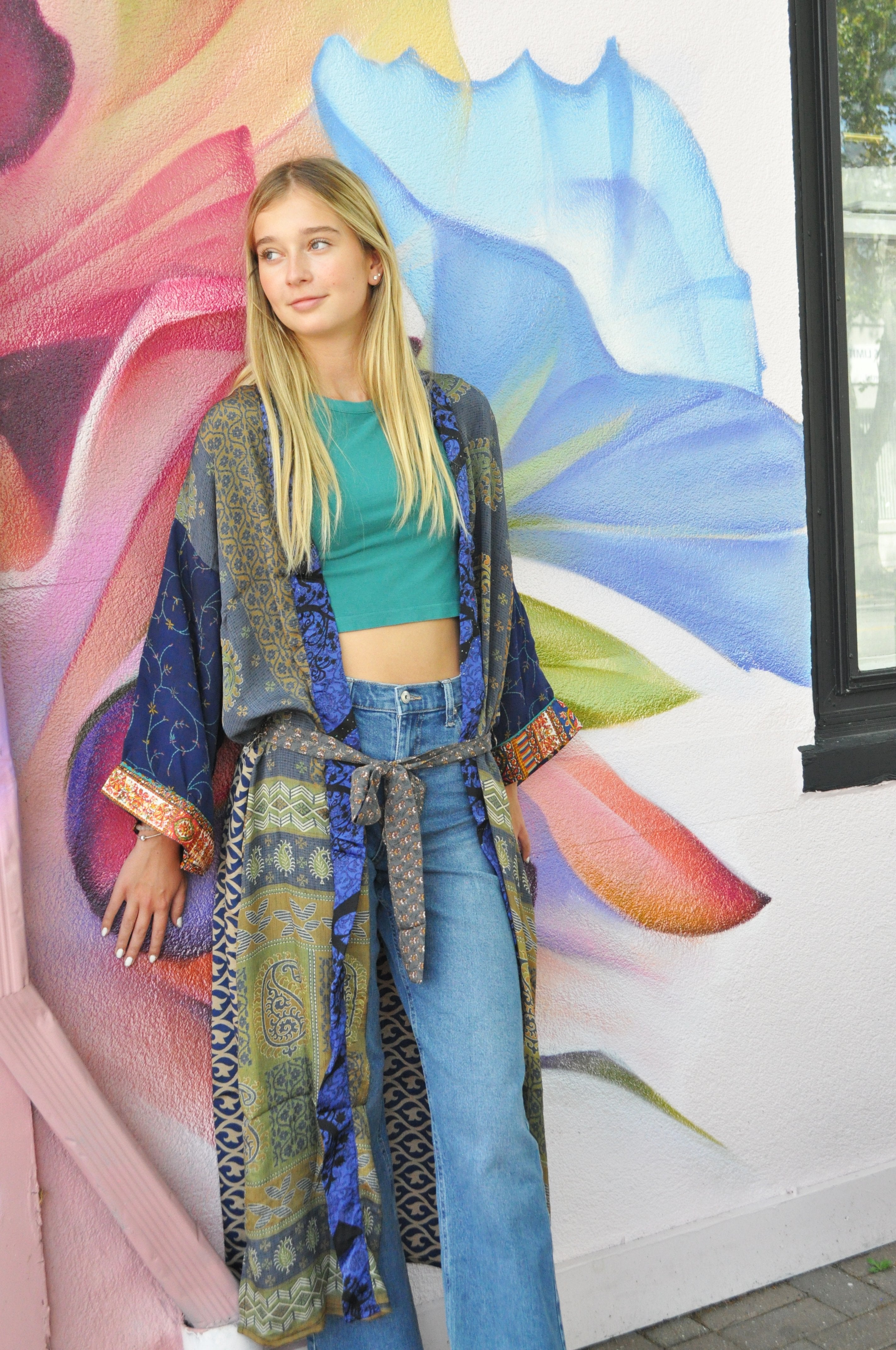 Gracie Kimono Cover - Greek Aqua…one of a kind