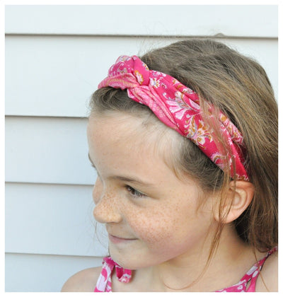 Kids Double Twist Silk Headband Reversible -Upcycled Sari (assorted prints)