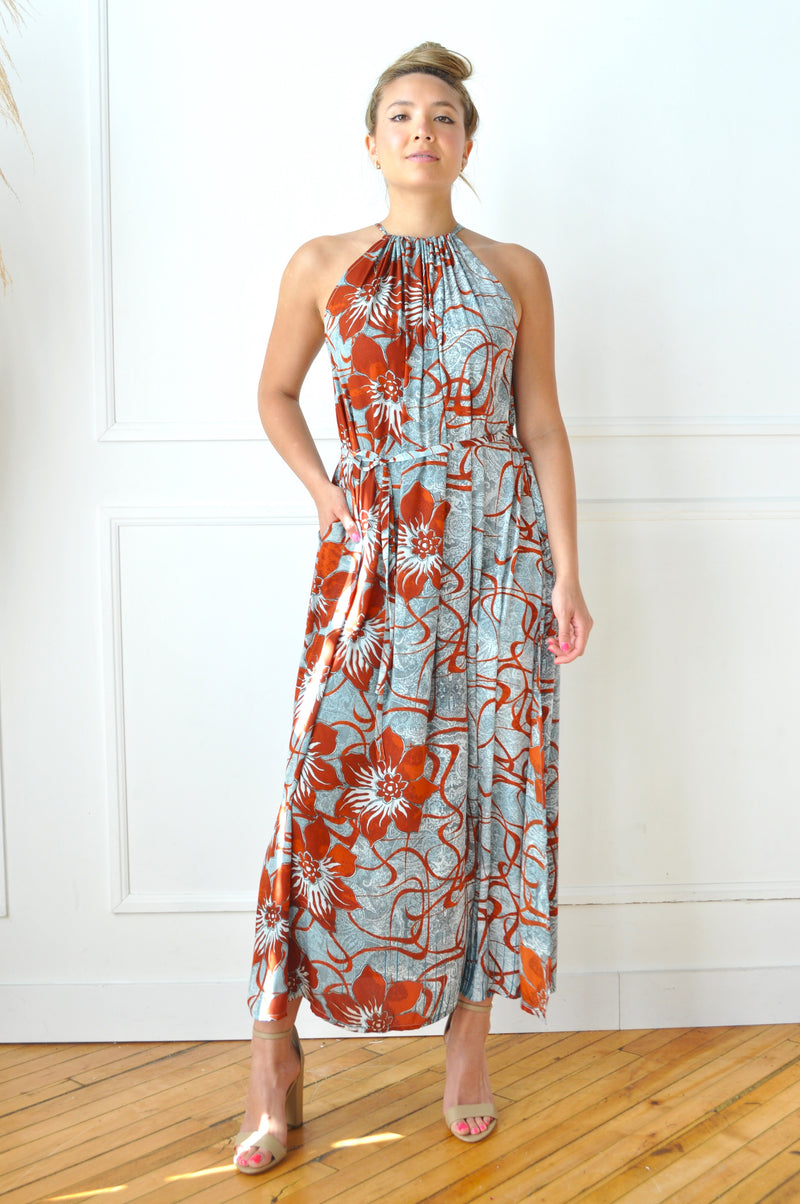 Daphne Maxi Halter Dress - Upcycled