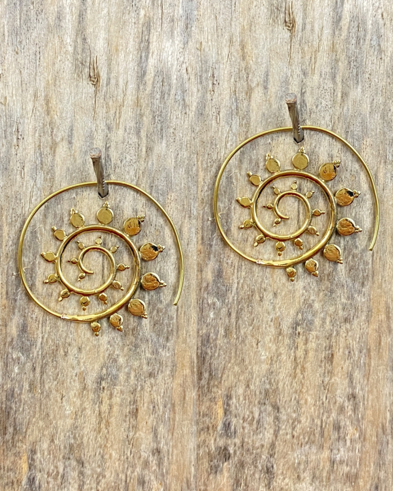 Solid Lotus Hoops - Brass