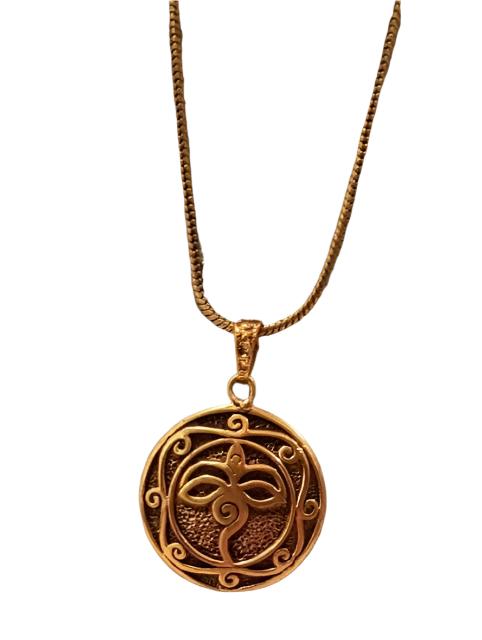 Face of Ganesha Pendant w/chain -Brass