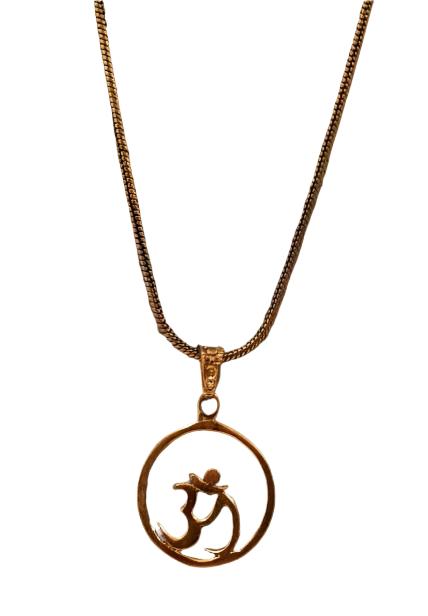 Circular Ohm Pendant w/chain -Brass