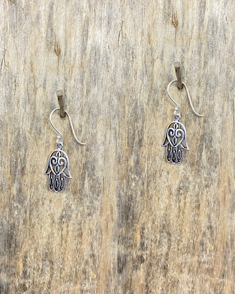 Hand of Fatima Earrings Small - Silver Plated