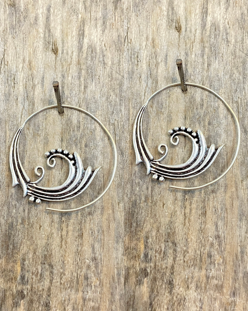 Trumpet Lily Tribal Earrings - Silver Plated