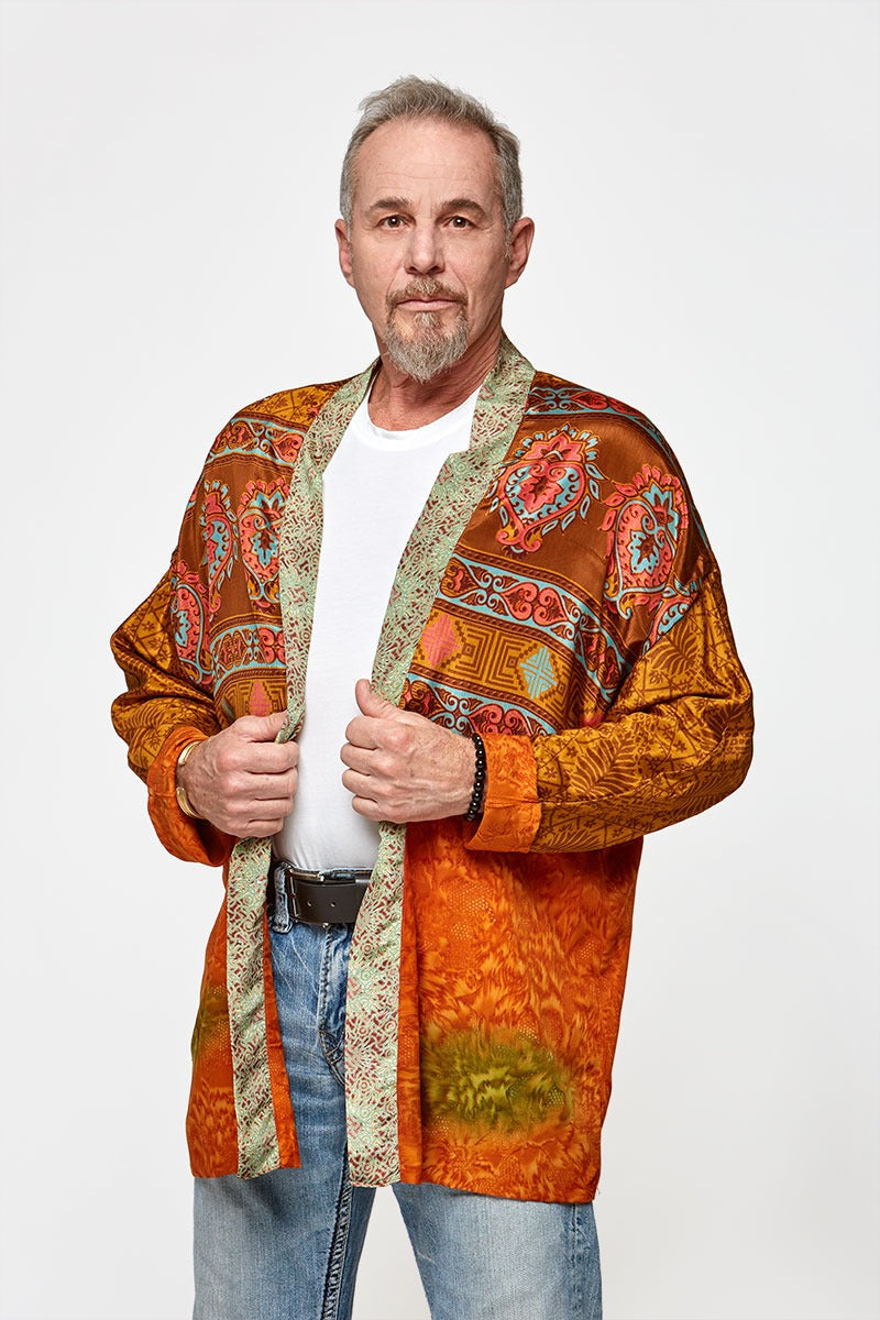 Abundant Reversible Kimono Mixed Print - Upcycled Sari MENS
