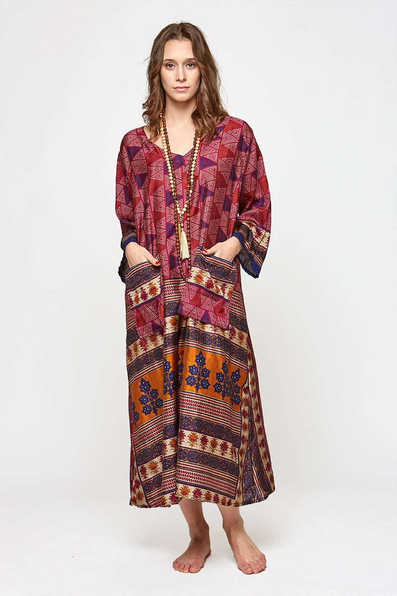 Authentic Caftan -Upcycled Sari (assorted prints)