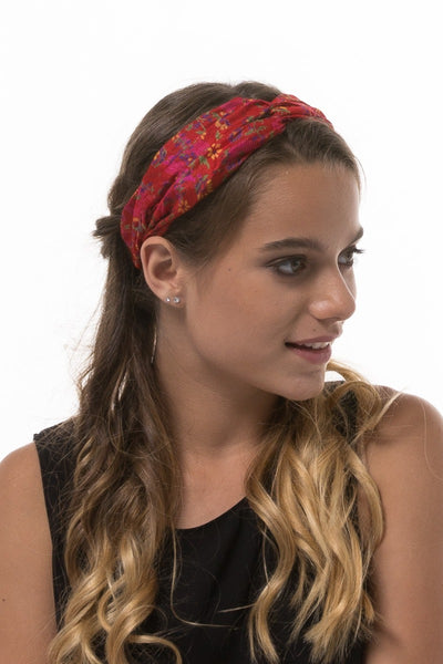 Single Twist Silk Headband -Upcycled  Sari (assorted prints)