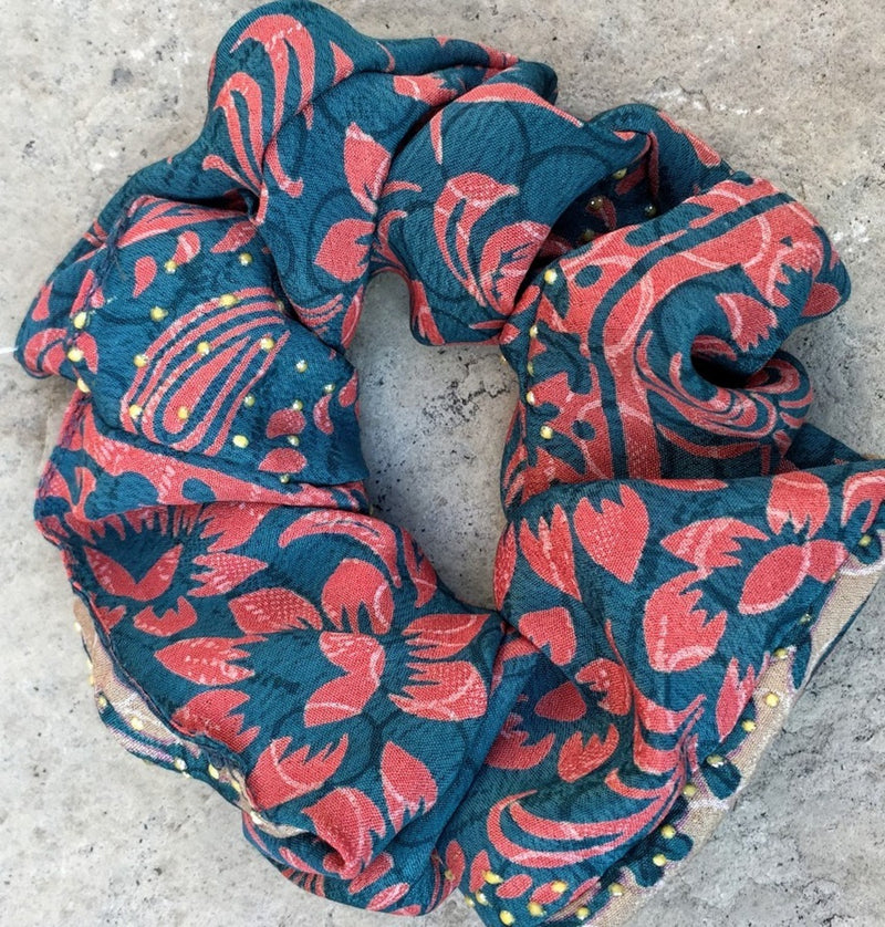 Glam Scrunchie -Upcycled Sari (assorted prints)