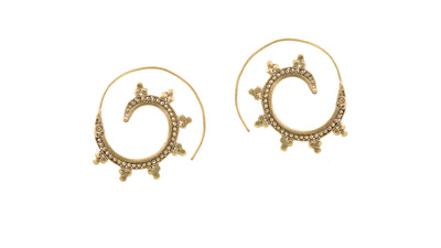 brass swirl small spiral earrings