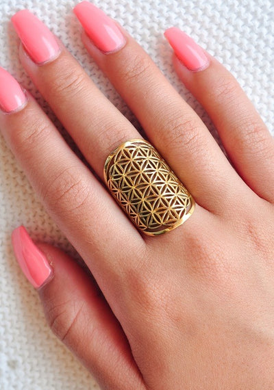 big brass ring with design