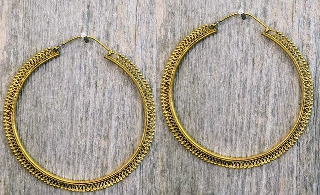 Over Size Ethnic Hoops - Brass