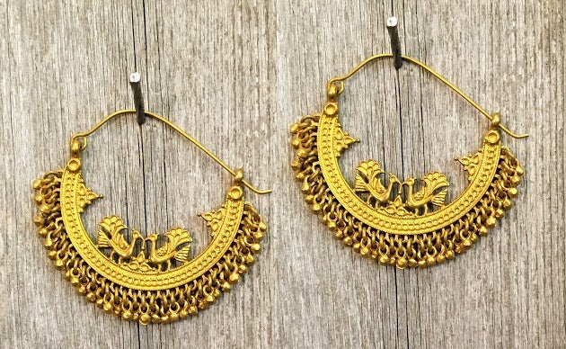 Rajasthani Bell Hoops - Brass