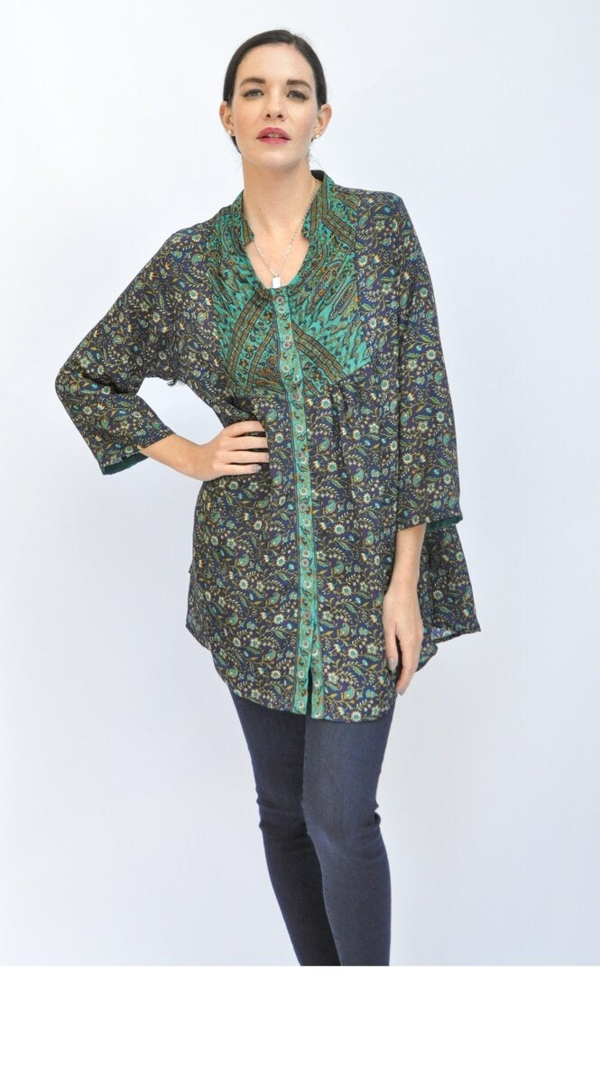 Cozy Tunic -Upcycled Sari (assorted prints)
