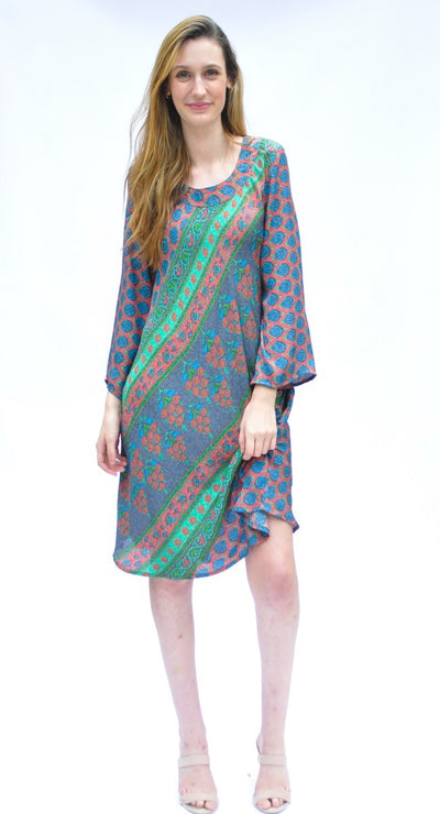 Jasmine Pearl Dress -Upcycled Sari (assorted prints)