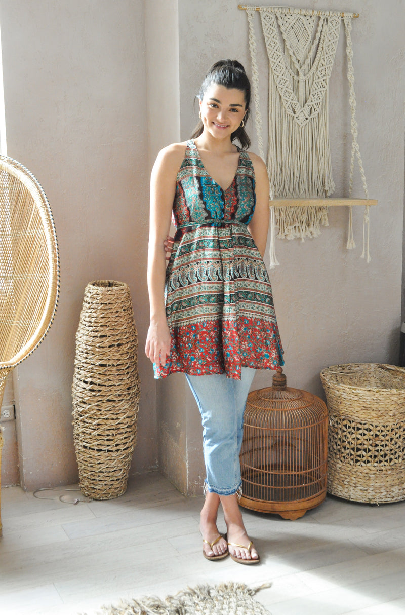 Desert Mirage Dress -Upcycled  Sari (assorted prints)