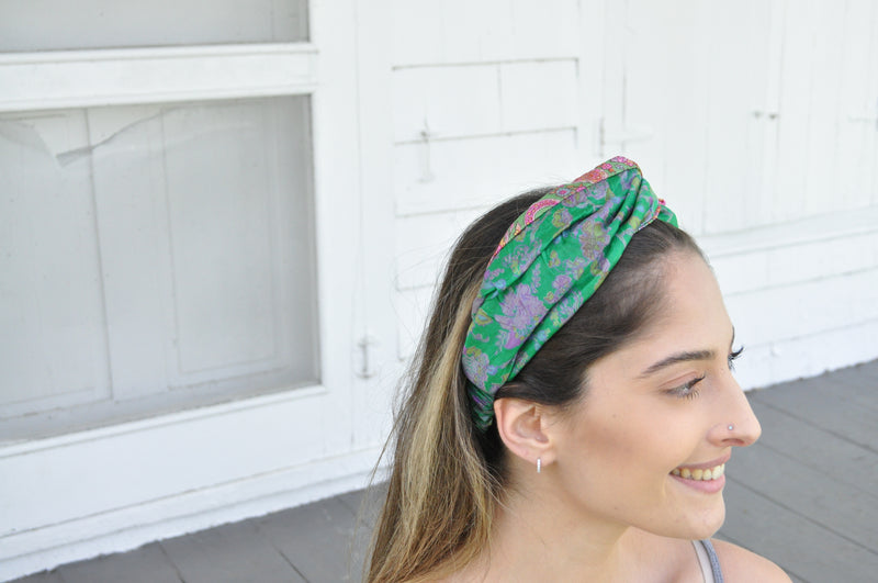 Twist Silk Headband Reversible -Sari (assorted prints)